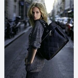 Chanel Large Tote Quilted Canvas Black Pouch